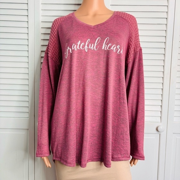 LANE BRYANT Grateful Heart Graphic Hacci Sweatshirt Size 18/20 - Picture 2 of 8